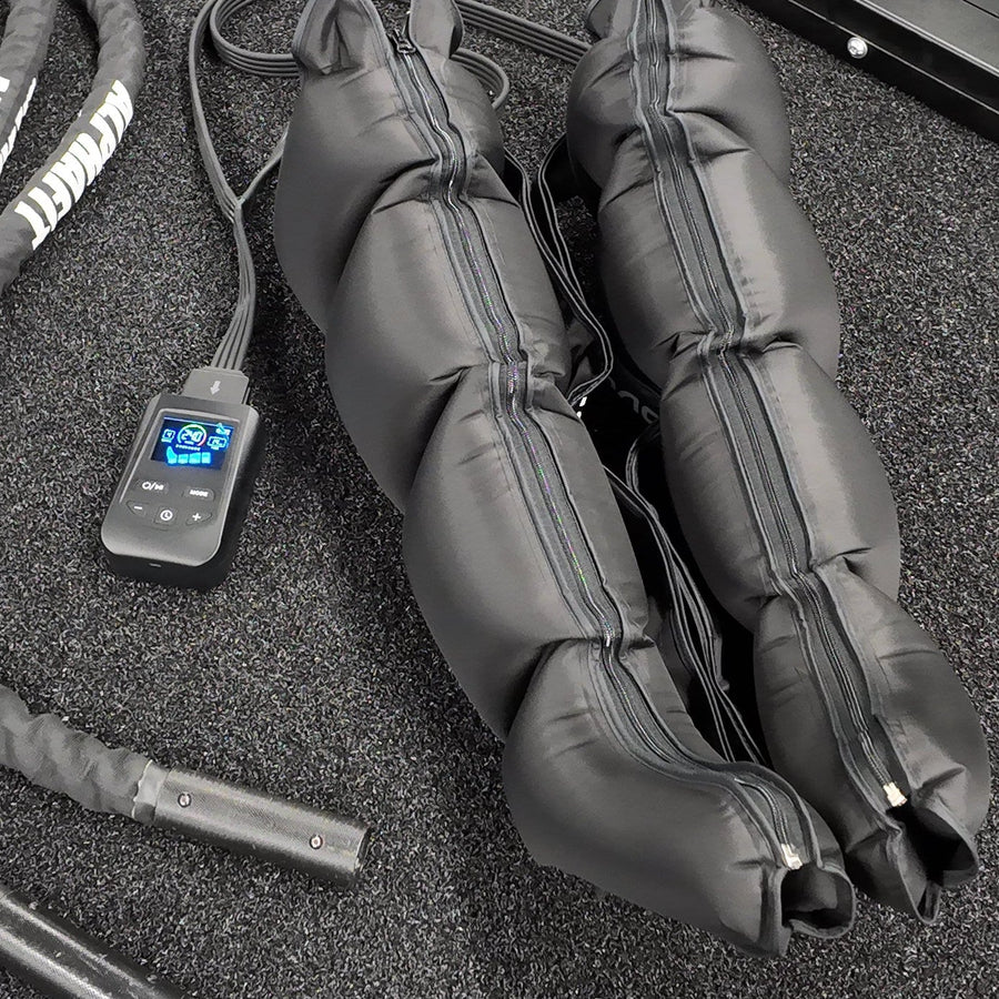 Cordless compression boots in use courtside